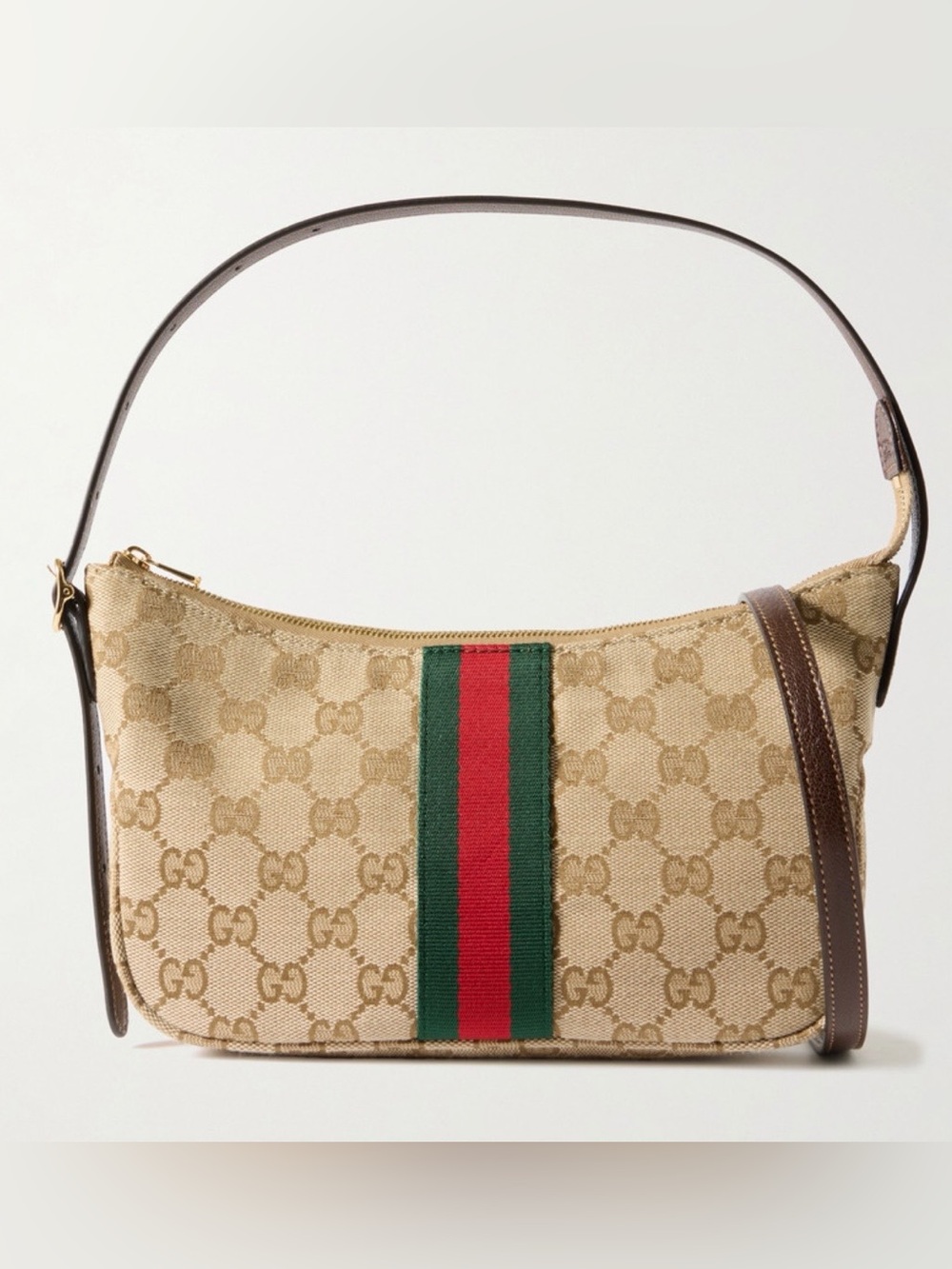 GUCCI Lunetta GG logo web stripe hobo shoulder bag